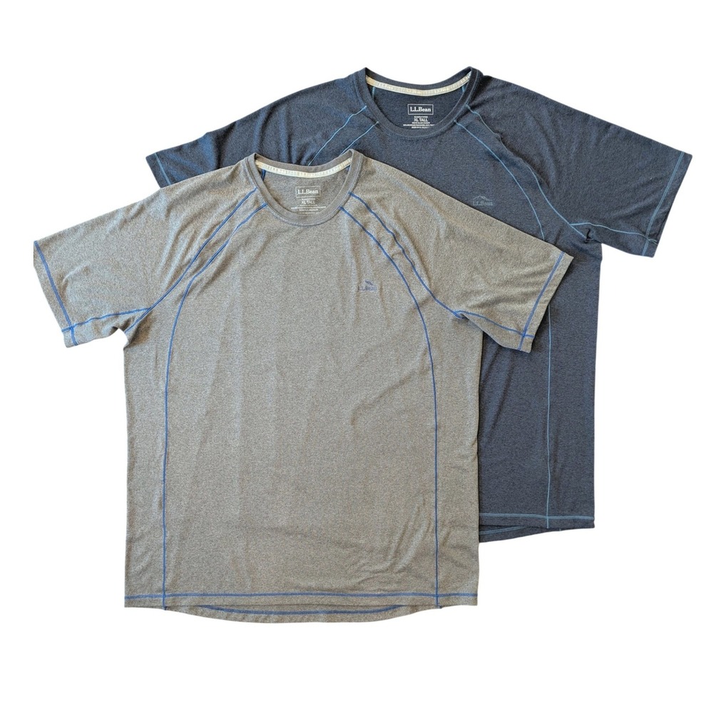 LL Bean Access Trail Tee Mens 2-Pack T-shirts XL Tall Navy Gray Performance